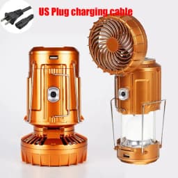 Solar Portable Camping Lanterns Electric Fan 1500mAh LED Solar Power Hanging Tent Rechargeable Outdoor Emergency Lamp with Fan