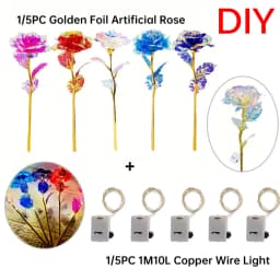 2/10pcs/Set Eternal Rose Flower LED Light Golden Foil Rose Unique Design Gift For The Wife Anniversary Mother's Day And Birthday