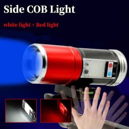 Portable LED Fishing Flashlight Torch Blue Ultraviolet White Yellow Light Waterproof USB Rechargeable Camping Lamp with Bracket