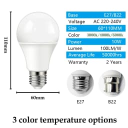 Sensor Outdoor Light LED Dusk To Dawn Bulb 10W E27 B22 AC 220V Day Night Light Auto ON/OFF LED Smart Lamp