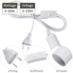 EU Plug 1.8m Power Cord Cables E27 Lamp Base Holder With Switch Wire For Pendant Led Bulbs Fixture Hanglamp Suspension Socket