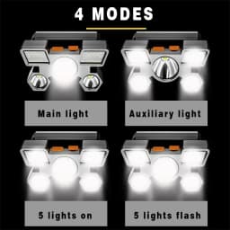 5 LED Ultra bright USB Rechargeable Led Headlamp Outdoors Camping Fishing Head Flashlight Long Range Hunting Hiking Lanterns