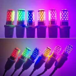 LED Corn Bulb E27 Colorful Bulb 12W Pink Red Blue Green Purple Golden 7Colors Lamp AC 220V Chandelier Bulb