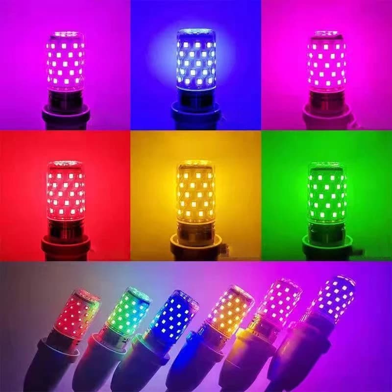 LED Corn Bulb E27 Colorful Bulb 12W Pink Red Blue Green Purple Golden 7Colors Lamp AC 220V Chandelier Bulb