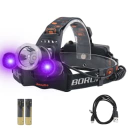 BORUiT RJ-3000 390nm UV LED Headlamp Type-C Rechargeable Super Bright Headlight Waterproof Head Torch Camping Fishing Lantern