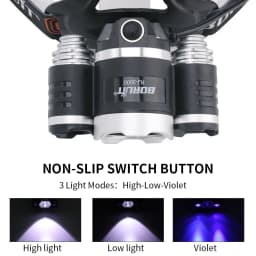 BORUiT RJ-3000 390nm UV LED Headlamp Type-C Rechargeable Super Bright Headlight Waterproof Head Torch Camping Fishing Lantern