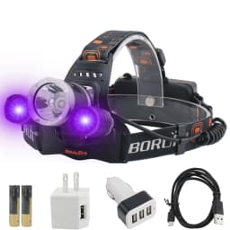 BORUiT RJ-3000 390nm UV LED Headlamp Type-C Rechargeable Super Bright Headlight Waterproof Head Torch Camping Fishing Lantern