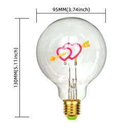 TIANFAN Vintage Edison Led Bulb Big Globe G95 Heart Cupid's Arrow 3W Dimmable 110V 220V E26 E27 Specialty Decorative Light Bulb