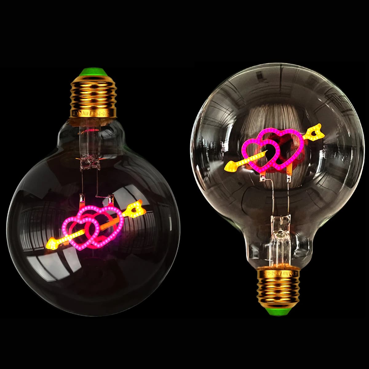 TIANFAN Vintage Edison Led Bulb Big Globe G95 Heart Cupid's Arrow 3W Dimmable 110V 220V E26 E27 Specialty Decorative Light Bulb