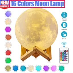3D LED Moon Lamp Nightlight Fairy Table Bedroom Bedside Cute Kids Night Light for Room Birthday Party Decoration Holiday Gifts