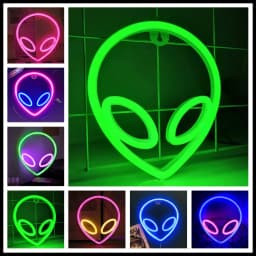 Green Alien LED Neon Night Lights Art Sign Game Room Hip Hop Party Bar Bedroom Decoration Christmas Gift Wall Hanging Neon Sign