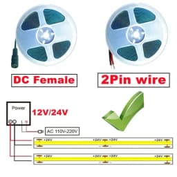 DC 12V 24V COB Strip 320Leds/M High Density RA90 White Pink Yellow Ice Blue Red Green Flexible Ribbon Rope LED Light COB Strip