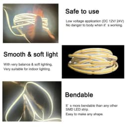 DC 12V 24V COB Strip 320Leds/M High Density RA90 White Pink Yellow Ice Blue Red Green Flexible Ribbon Rope LED Light COB Strip