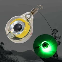 Green Mini Fishing Lure Light LED Deep Drop Underwater Eye Shape Fishing Squid Fishing Bait Luminous Lure for Attracting Fish
