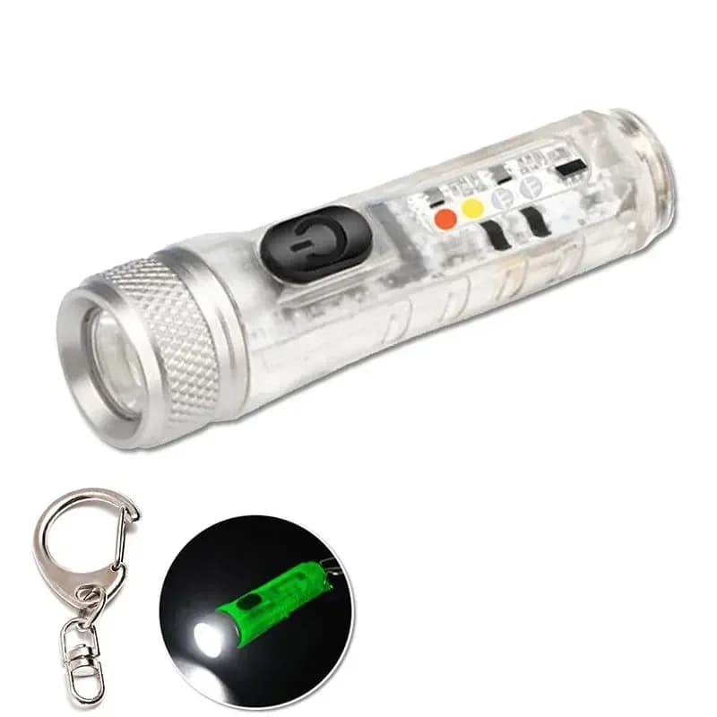 Mini Keychain Flashlight LED Rechargeable Torch Portable Magnetic USB Charging Flashlight High Power Camping Long Range Lantern