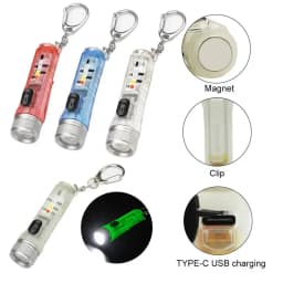 Mini Keychain Flashlight LED Rechargeable Torch Portable Magnetic USB Charging Flashlight High Power Camping Long Range Lantern
