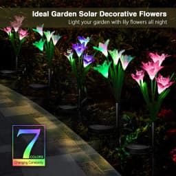 Solar Lily Flower Light 7 Color Changing Waterproof Solar Pathway Landscape Lights for Outdoor Courtyard Garden Yard Decor