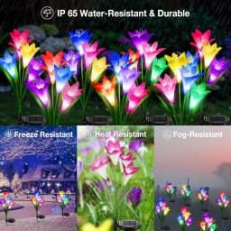 Solar Lily Flower Light 7 Color Changing Waterproof Solar Pathway Landscape Lights for Outdoor Courtyard Garden Yard Decor