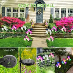 Solar Lily Flower Light 7 Color Changing Waterproof Solar Pathway Landscape Lights for Outdoor Courtyard Garden Yard Decor