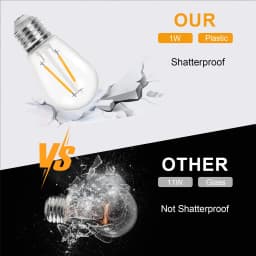 S14 2W Plastic Edison Light Bulbs Vintage Shatterproof E27 Base Warm White Equal to 20W Incandescent String Light Replace Bulb