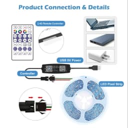WS2812B Controller Bluetooth Music for Pixel LED Strip Light SK6812 WS2811 WS2812 LED Light Strip USB 5V APP Remote Controller
