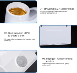 AC110-240V LED Automatic Human Body Infrared IR Sensor Lamp Holder LED Bulb Light E27 Base Wall Lamp Holder