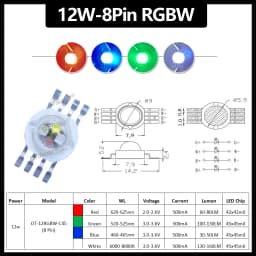1-100pcs 3W 4W 5W 6W 15W 18W High Power LED RGB RGBW RGBWY RGBWYV 4pin 6pin 8pin 10pin 12pin Colorful Chip Stage lights Source