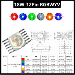 1-100pcs 3W 4W 5W 6W 15W 18W High Power LED RGB RGBW RGBWY RGBWYV 4pin 6pin 8pin 10pin 12pin Colorful Chip Stage lights Source