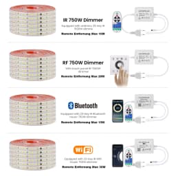 220V 2835 LED Strip Light Wall Touch Wifi Bluetooth 23key Remote Control Power Kit Dimmable 120 LEDs Flexible Tape Waterproof