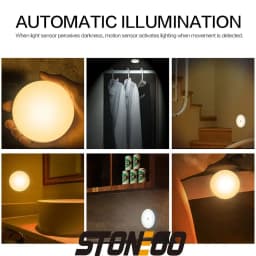 Motion Sensor Light Magnetic Design, LED Night Light Built-in Battery 700mAh Rechargeable 60lumens 0.6W Removable Wall Lamp