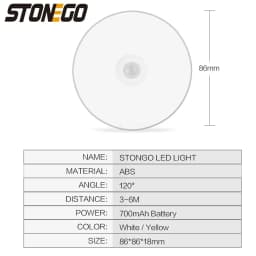 Motion Sensor Light Magnetic Design, LED Night Light Built-in Battery 700mAh Rechargeable 60lumens 0.6W Removable Wall Lamp