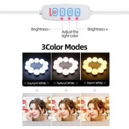 Hollywood Makeup Vanity Mirror Light Stick On Professional Adjustable 3 Colors LED USB Bulbs String Stepless Dimmable Lamp