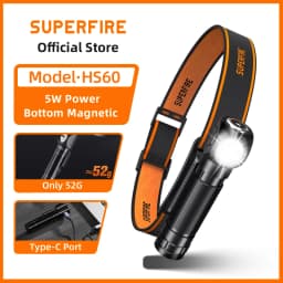 SUPERFIRE HS60 LED Magnetic Headlamp USB C Rechargeable Headlight 900LM Super Bright 18650 Head Flashlight Work Camp Light