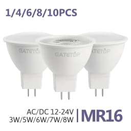 1-10pcs MR16 LED Spotlight Bulb GU5.3 Base 6W 600lm AC DC 12V 24V Bombillas Spot Light Replace 30W 50W Halogen Lamp Living Room