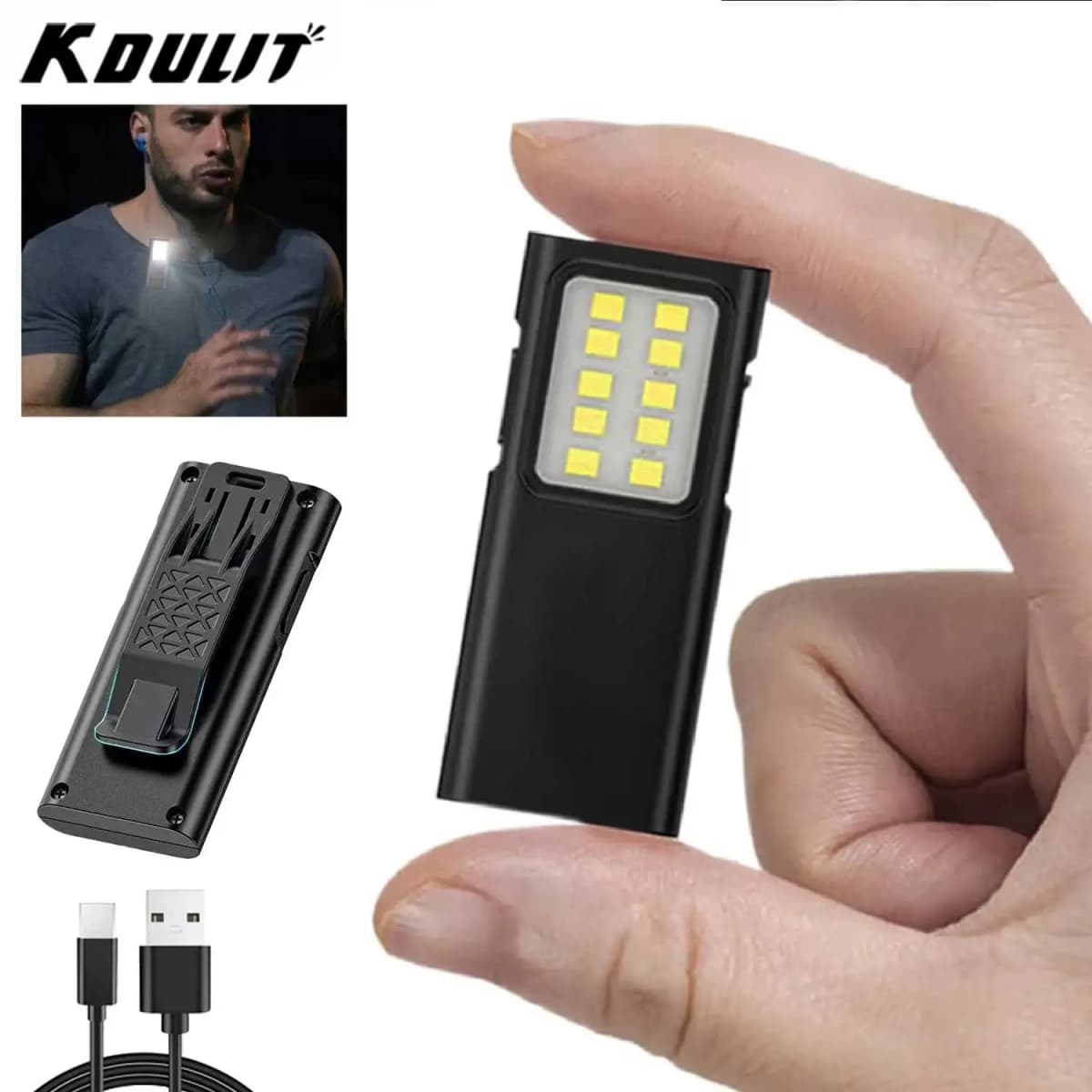 LED Keychain Portable EDC Flashlight Work Light Type-C Rechargeable Mini Torch Camping Pocket Lantern Outdoors Portable Lantems