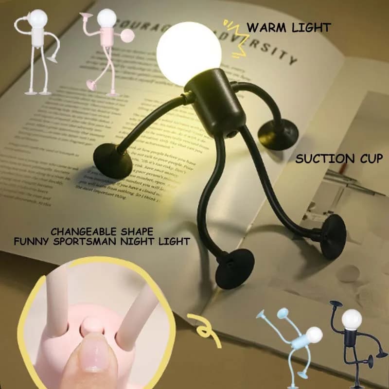 Changeable Shape Funny Sportsman Night Light Versatile Mini Lamp Button Battery Desk Lamp Vacuum Adsorption Creative Ornament