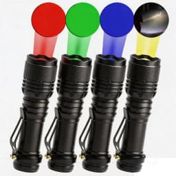 High Power Red, green, blue, white LED Flashlight - Powerful three-mode Light Torch for Astronomy, Aviation, Night Observation
