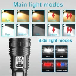 Most Powerful LED Flashlight Rechargeable Type-c Extra Large Flashlight Long Range Tactical Torch Light Hunting Lantern