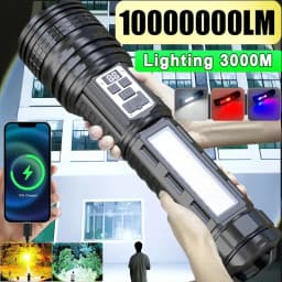 Most Powerful LED Flashlight Rechargeable Type-c Extra Large Flashlight Long Range Tactical Torch Light Hunting Lantern