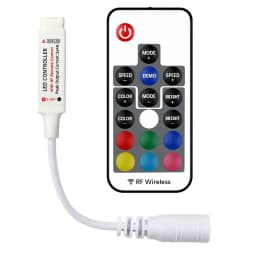 17 Key RF Wireless Remote LED Controller, DC 5V/12V/24V for 5050 3528 5630 LED Strip Lights, Mini 4-Pin RF LED RGB Controller