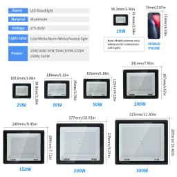 LED Flood Light IP66 Waterproof AC220V 10W 20W 30W 50W 100W 150W 200W 300W Spotlight Garden Street Gate Wall Floodlights Outdoor