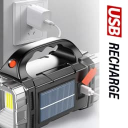 Portable Powerful USB Rechargeable Flashlights Solar LED Light With COB Work Light 4 Gear Charge Mobile Phone Camping Lamps