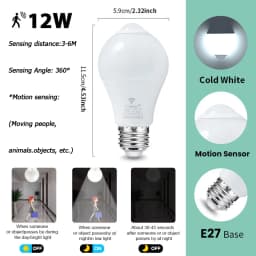 4PCS 20W 18W 15W 12W 9W 6WLampada LED E27 Radar Motion Sensor Light Bulb 189-265V Infrared Detection Smart Lamp Working in Night