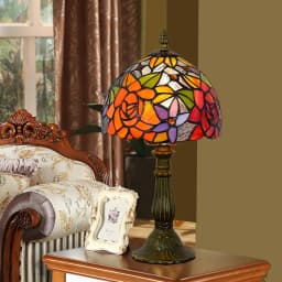 European Style Table Lamp Stained Glass Reading Light Small Room Decorate Lamp for Home Living Room Nightstand Bedroom Office