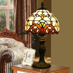 European Style Table Lamp Stained Glass Reading Light Small Room Decorate Lamp for Home Living Room Nightstand Bedroom Office