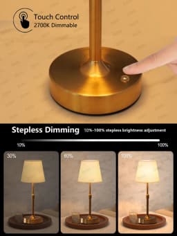 Metal table lamp with adjustable height PortableWirelessTouch Desktop Night Light for Restaurant Hotel Bar Bedroom Readinglamp