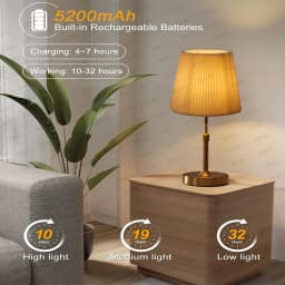 Metal table lamp with adjustable height PortableWirelessTouch Desktop Night Light for Restaurant Hotel Bar Bedroom Readinglamp
