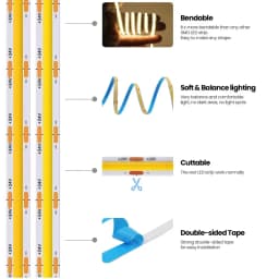 Zigbee 3.0 DC24V COB LED Strip 2M-10M One Roll Flexible Dimming Single Color Linear Light Smart App for Tuya Smartthings 2MQTT