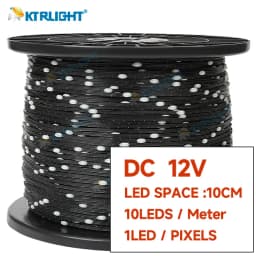 DC12V WS2811 3PIN Pixel String Signal RGB Addressable Fairy Lights for Room Decor, Ramadan, Outdoor IP68 Black Wire Pitch