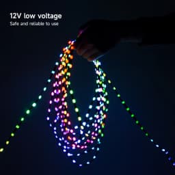 DC12V WS2811 3PIN Pixel String Signal RGB Addressable Fairy Lights for Room Decor, Ramadan, Outdoor IP68 Black Wire Pitch